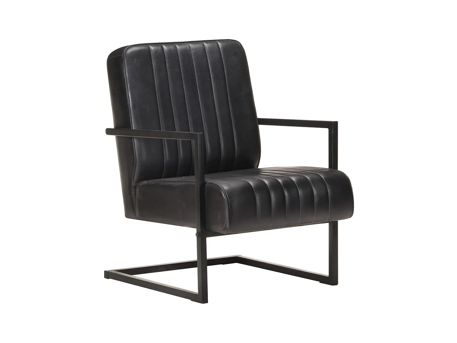 Chaise de canapé cantilever noir cuir véritable