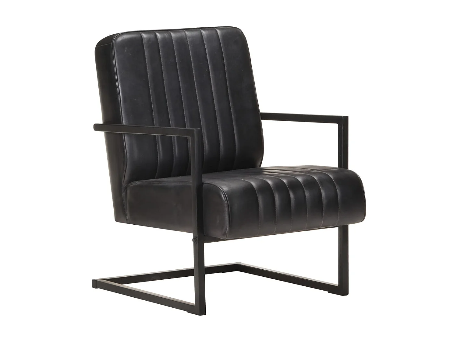 Chaise de canapé cantilever noir cuir véritable