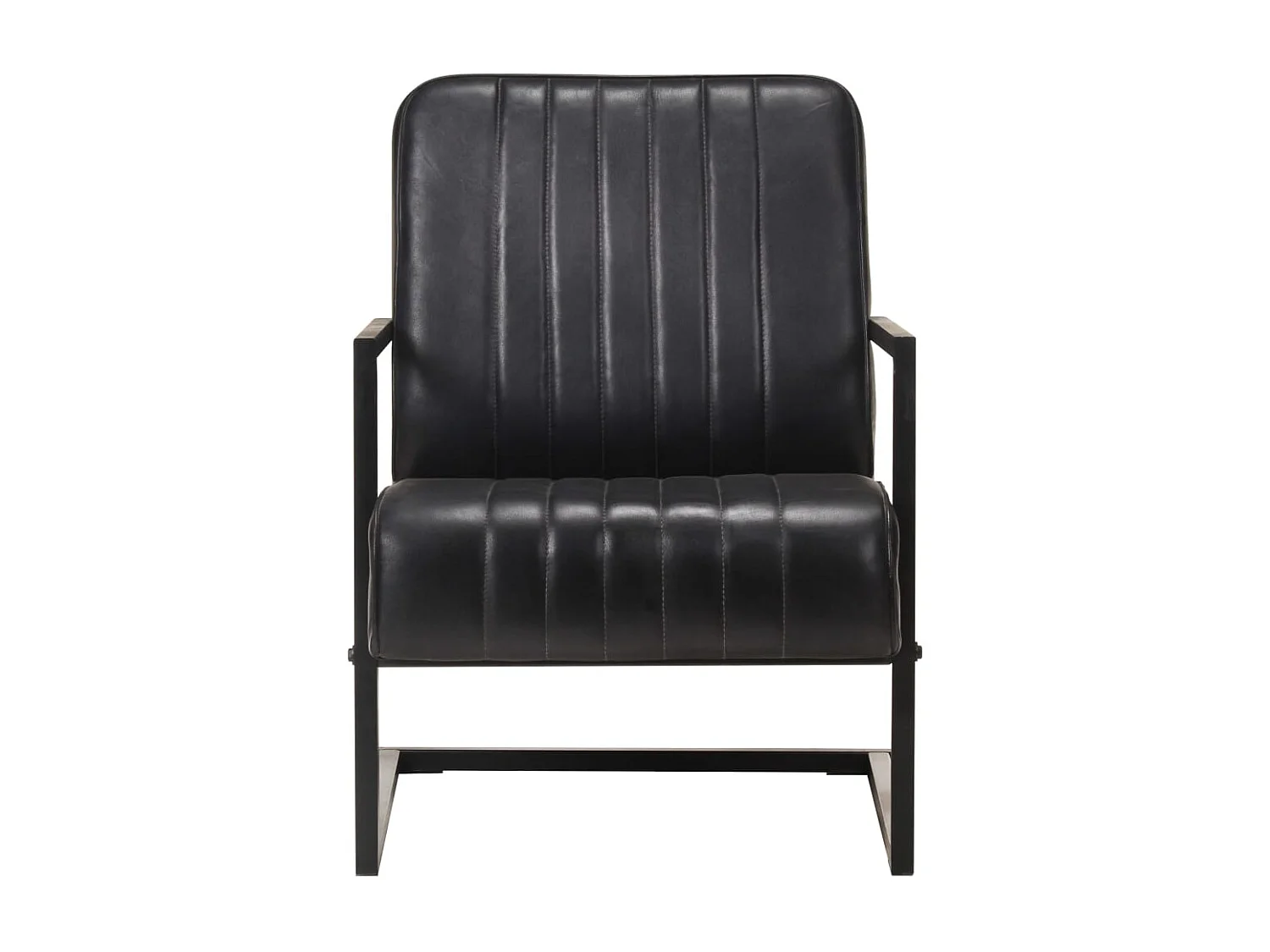 Chaise de canapé cantilever noir cuir véritable