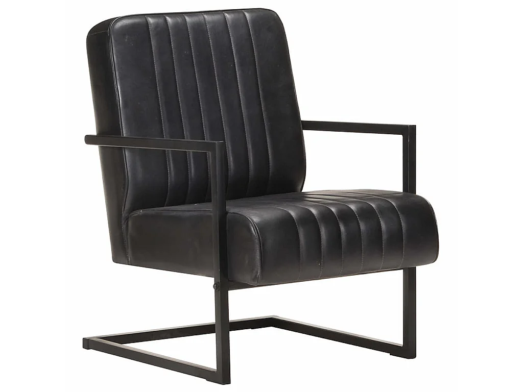 Chaise de canapé cantilever noir cuir véritable