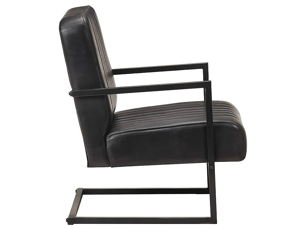 Chaise de canapé cantilever noir cuir véritable