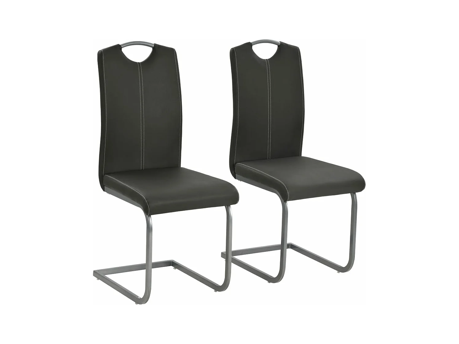 Chaises à manger cantilever lot de 2 gris similicuir