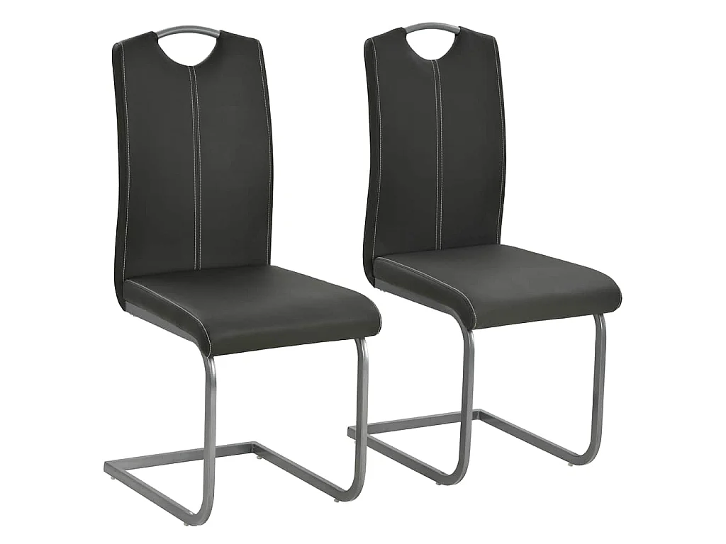 Chaises à manger cantilever lot de 2 gris similicuir