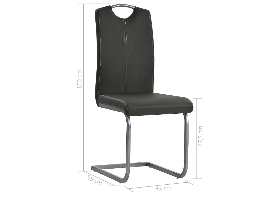 Chaises à manger cantilever lot de 2 gris similicuir