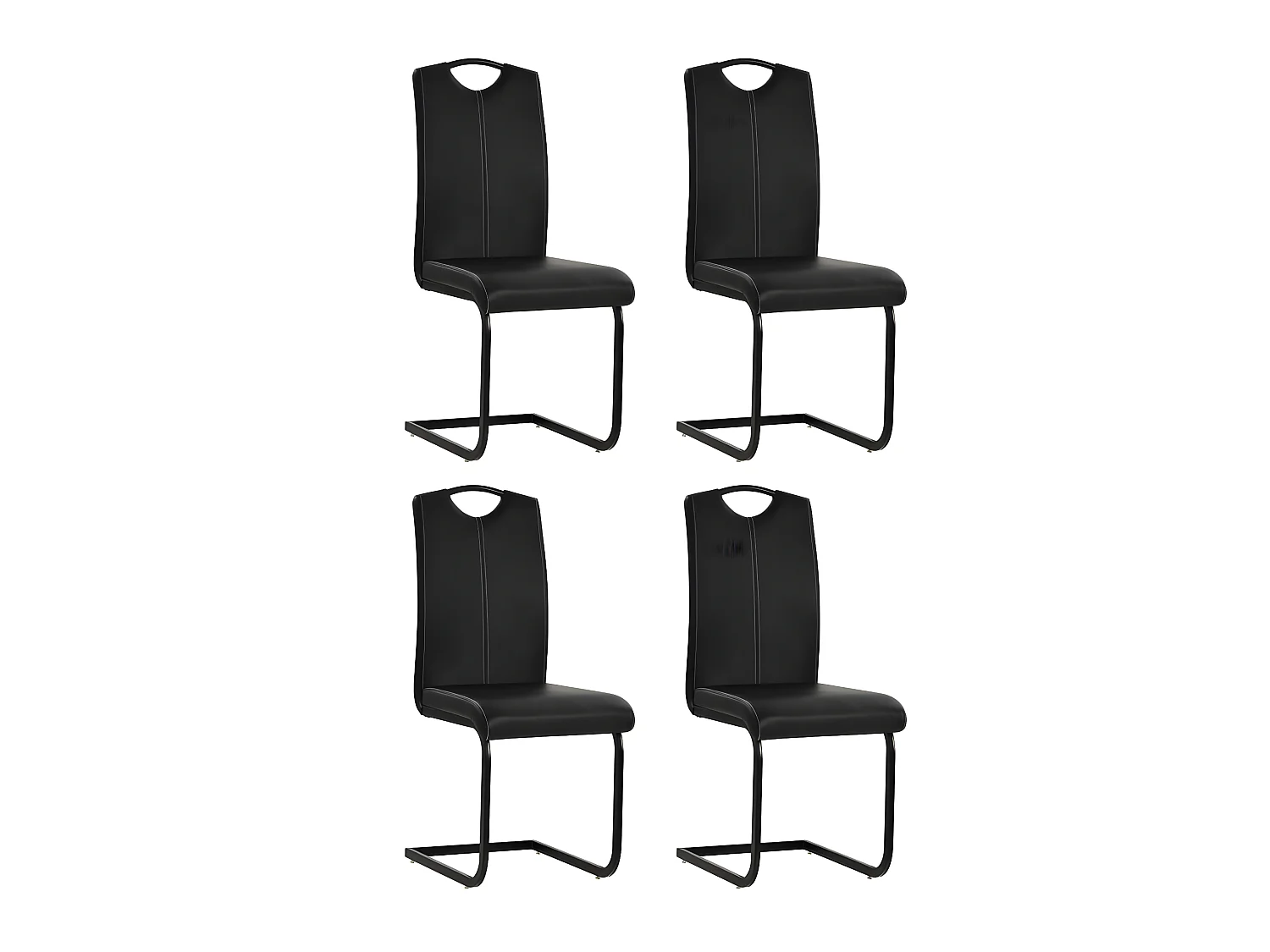Chaises à manger cantilever lot de 4 noir similicuir