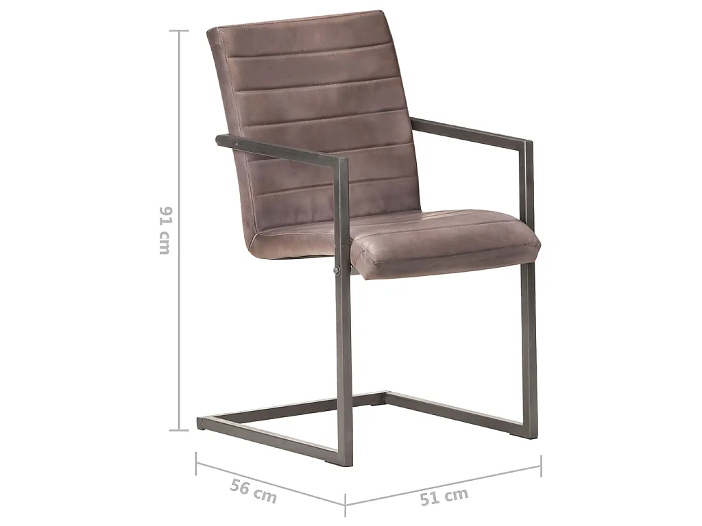 Chaises à manger cantilever lot de 6 marron cuir véritable