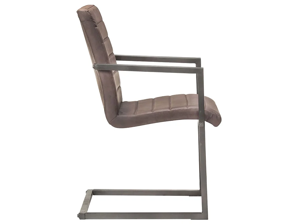 Chaises à manger cantilever lot de 6 marron cuir véritable