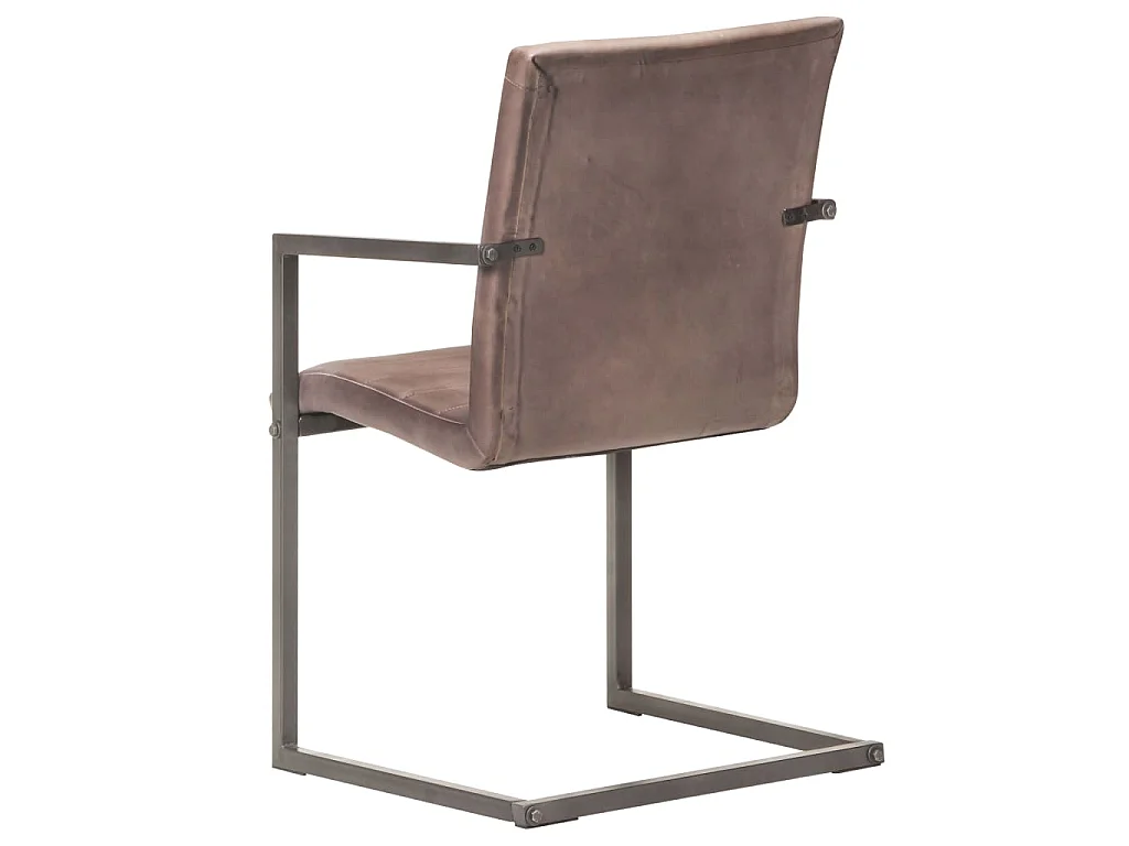 Chaises à manger cantilever lot de 6 marron cuir véritable