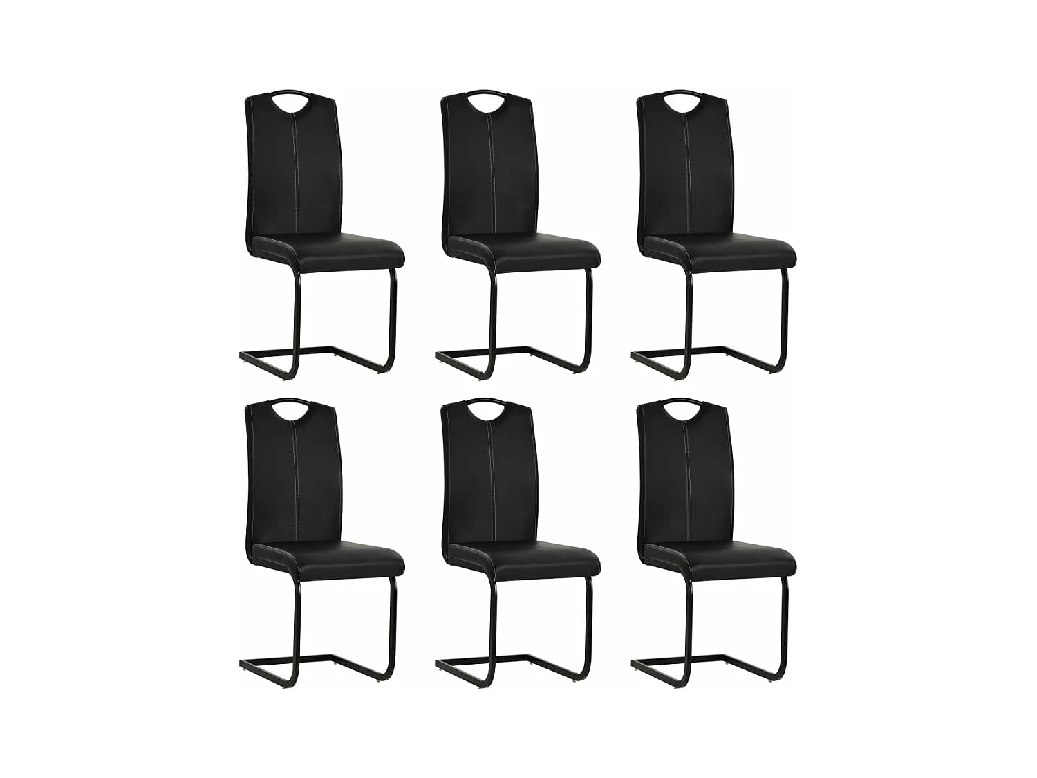 Chaises à manger cantilever lot de 6 noir similicuir