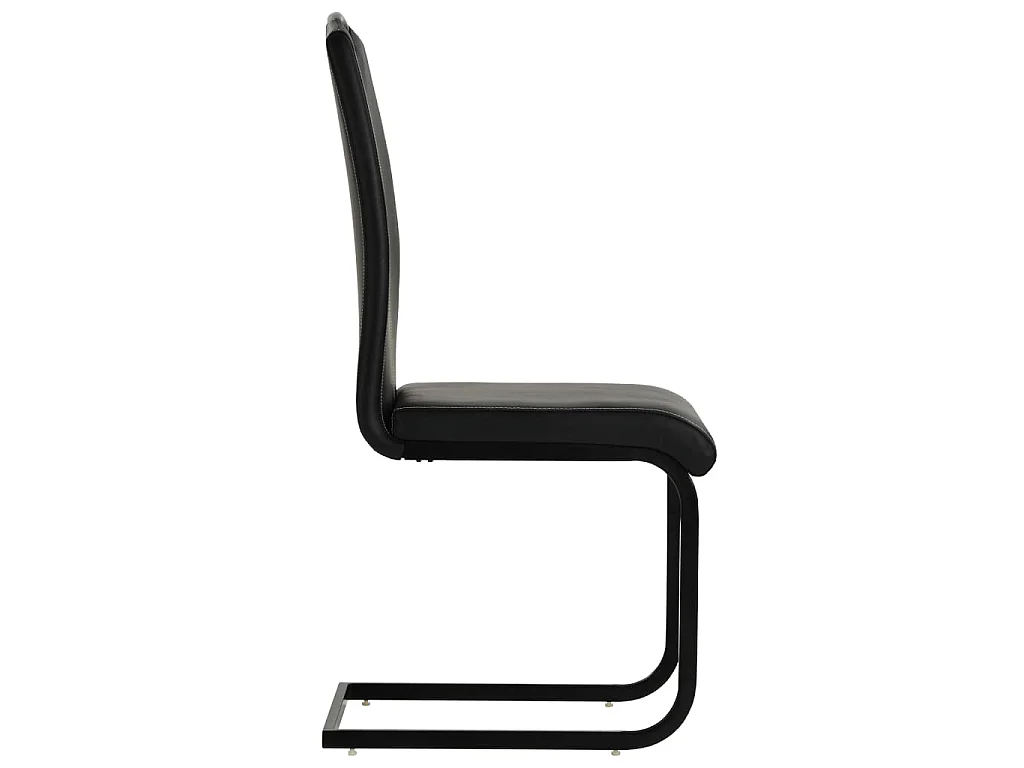 Chaises à manger cantilever lot de 6 noir similicuir