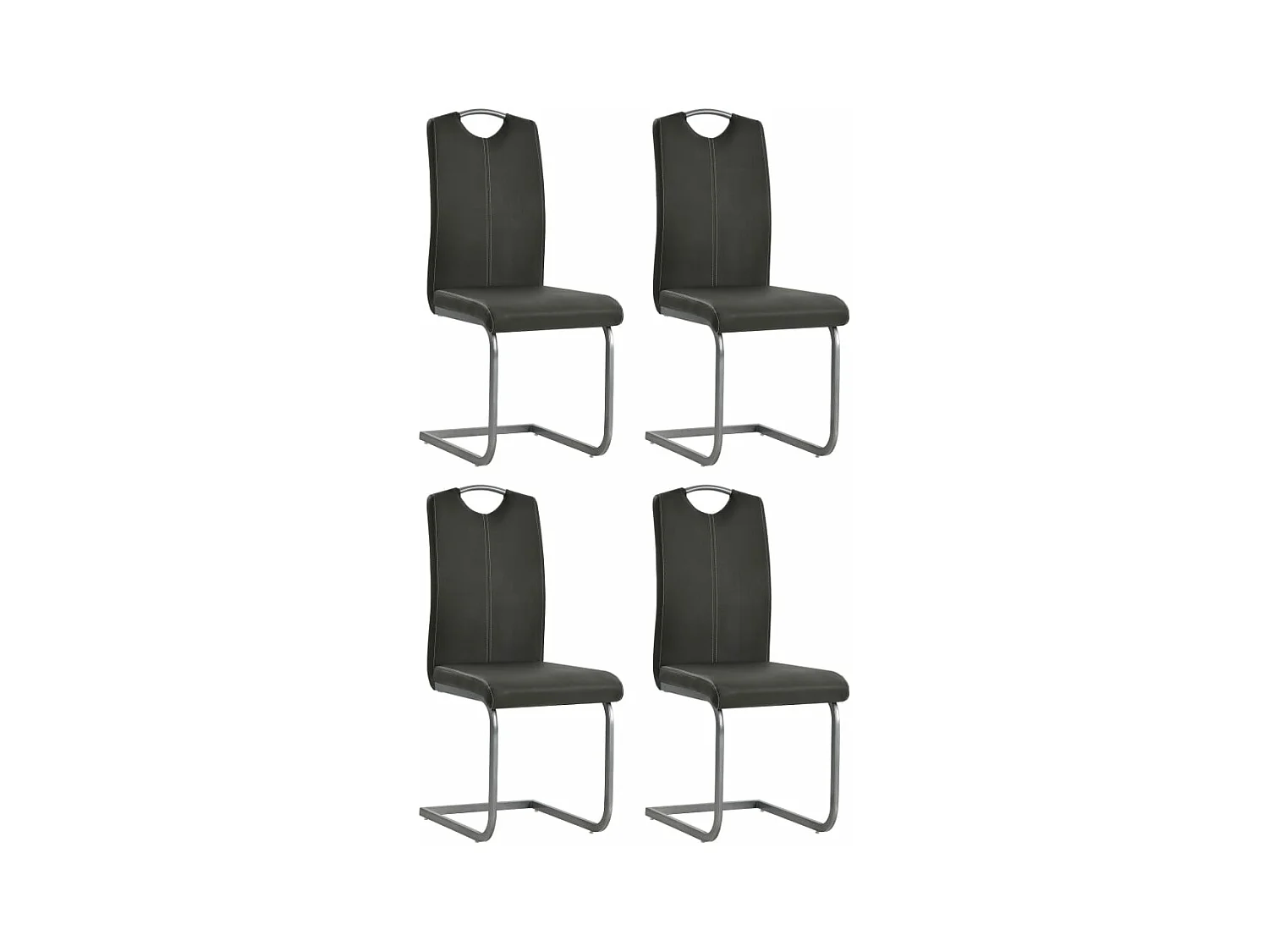 Eetkamerstoelen 4 st kunstleer grijs