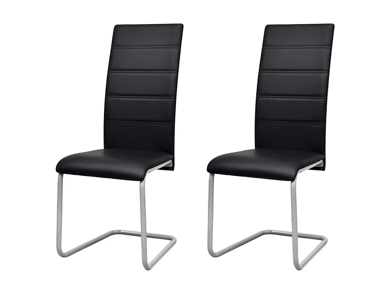 Eetkamerstoelen 2 st kunstleer zwart
