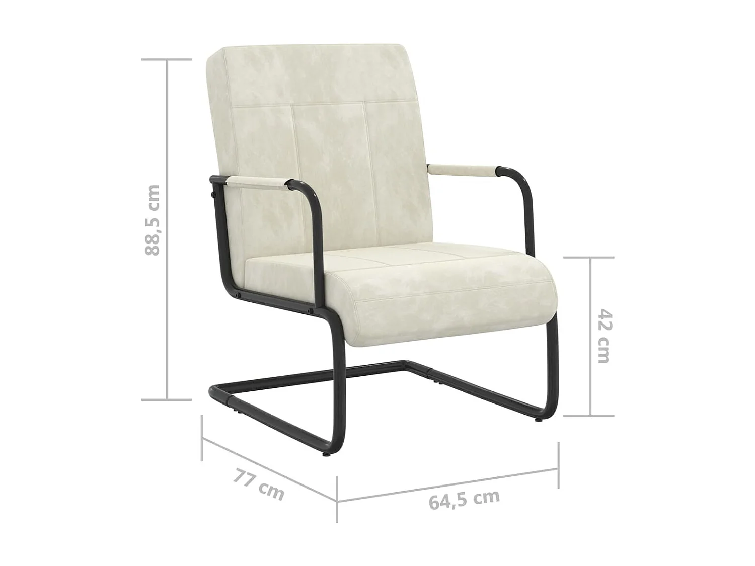 Cadeira cantilever veludo branco nata