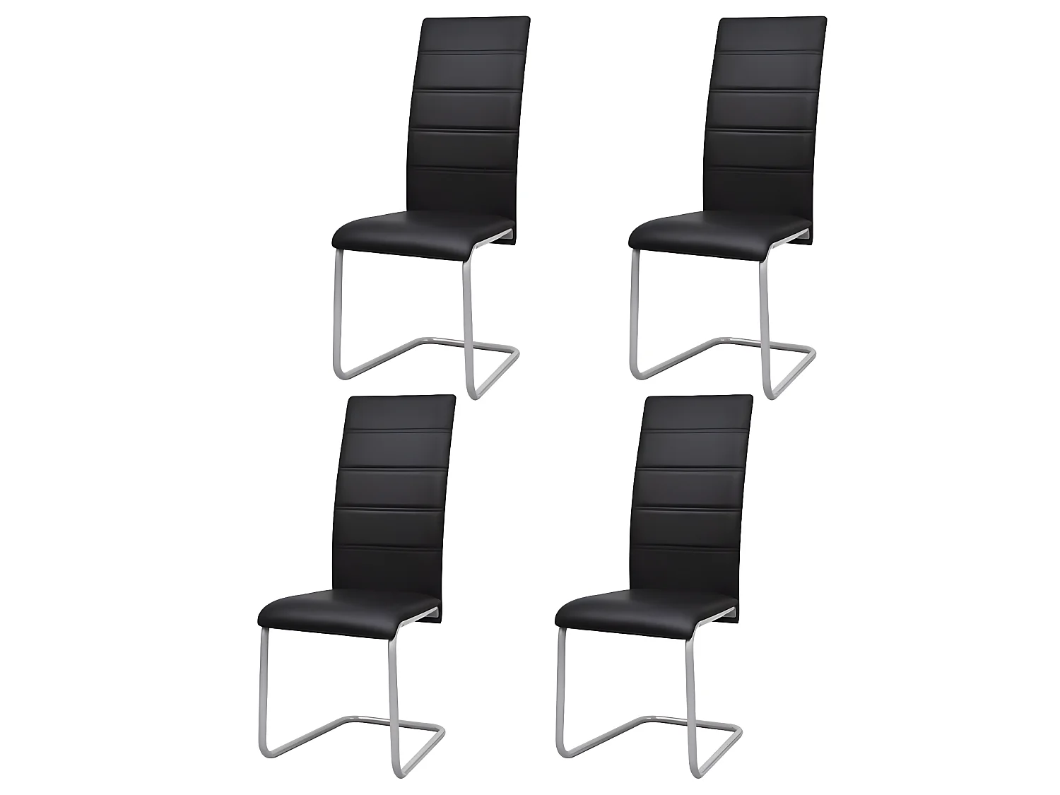 Chaises à manger cantilever lot de 4 noir similicuir