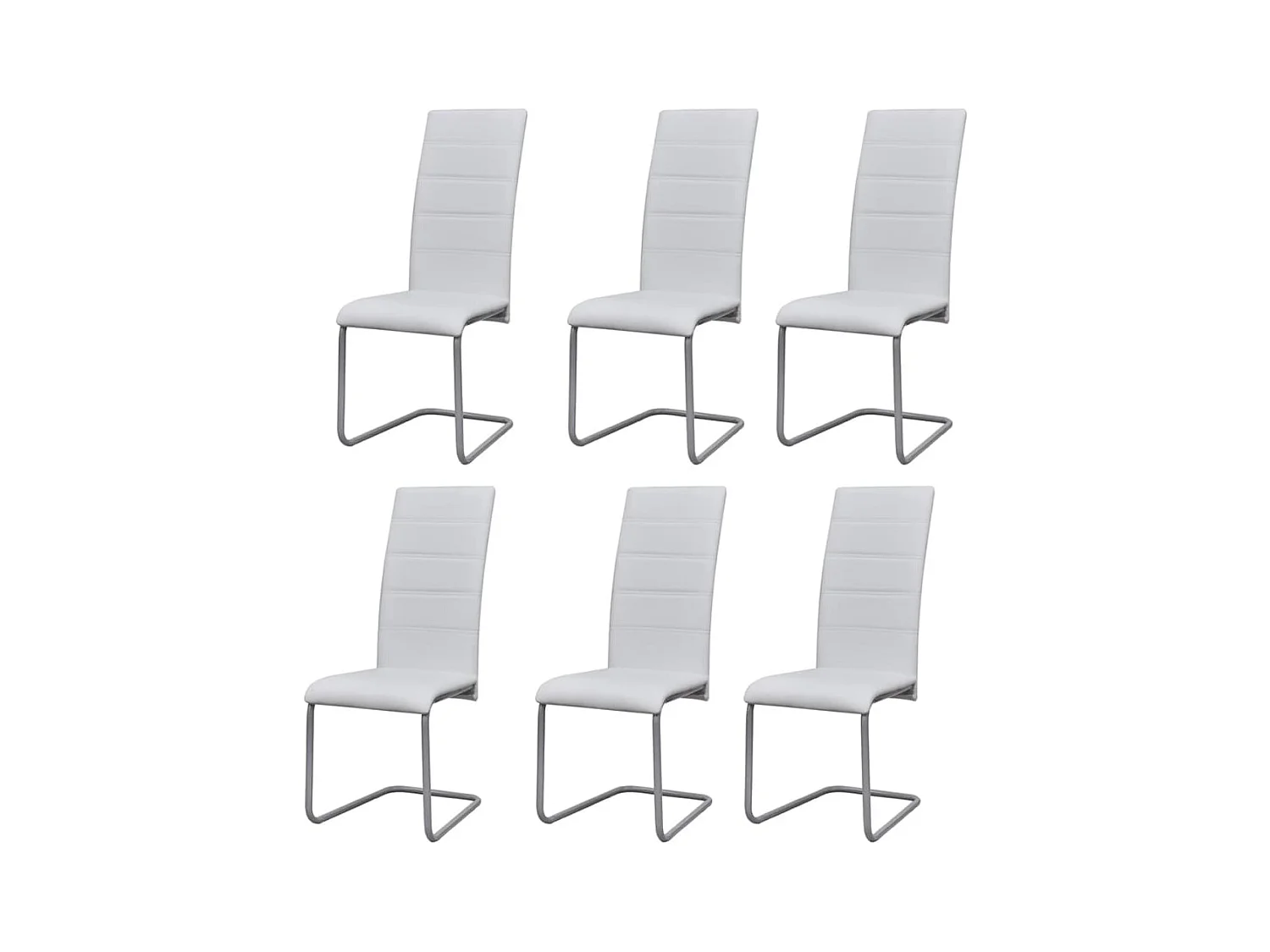 Chaises à manger cantilever lot de 6 blanc similicuir