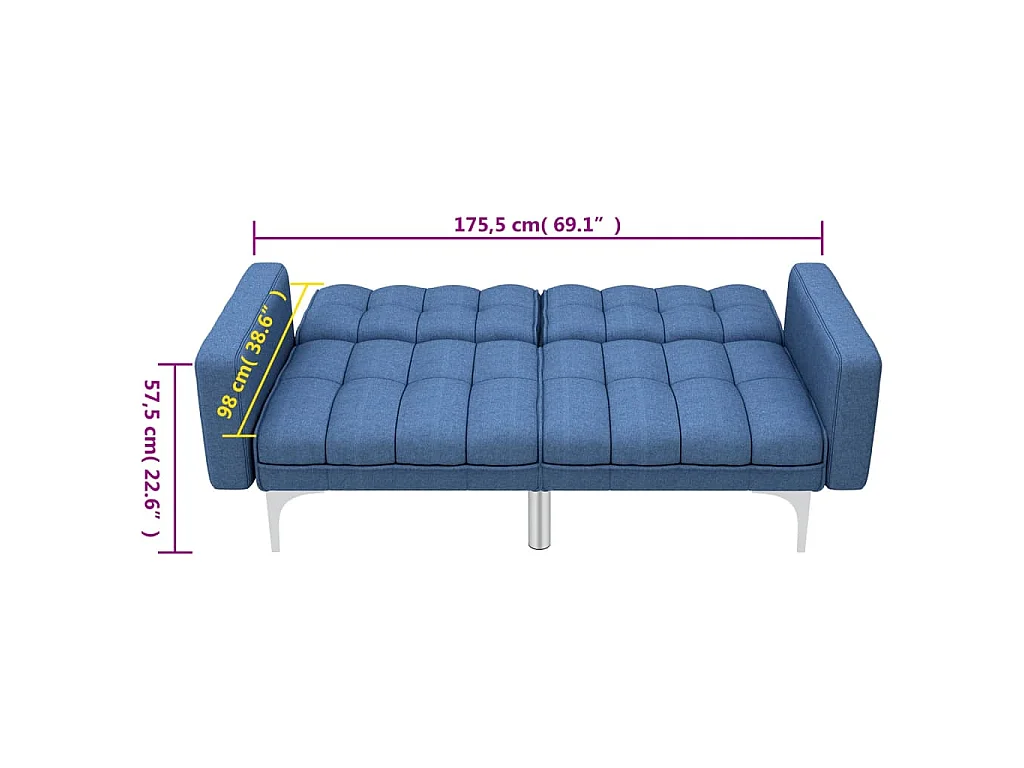 Sofá-cama tecido azul