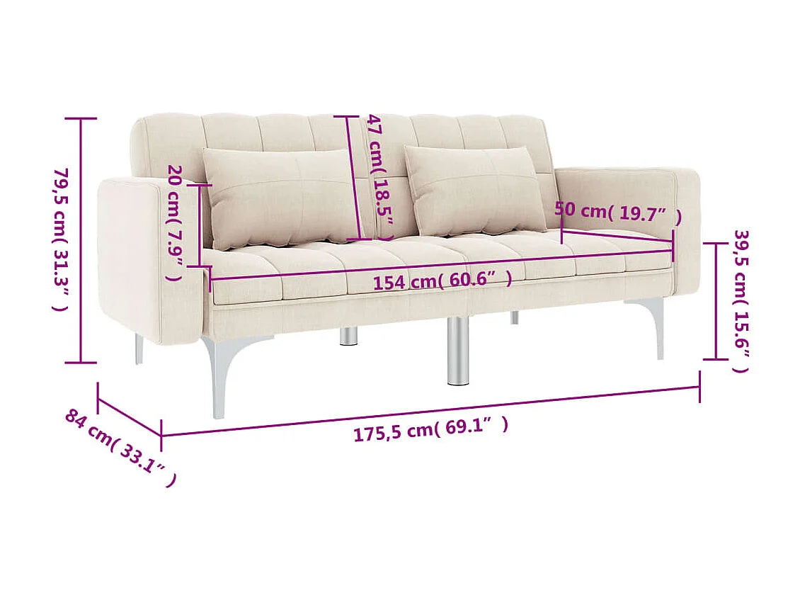 Schlafsofa Creme Stoff