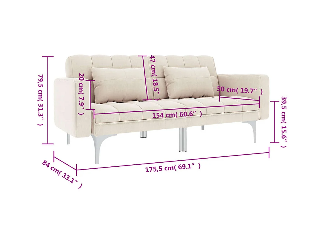 Sofá cama de tela color crema