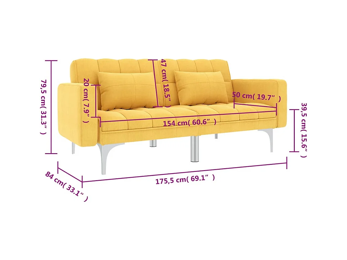 Sofá-cama tecido amarelo