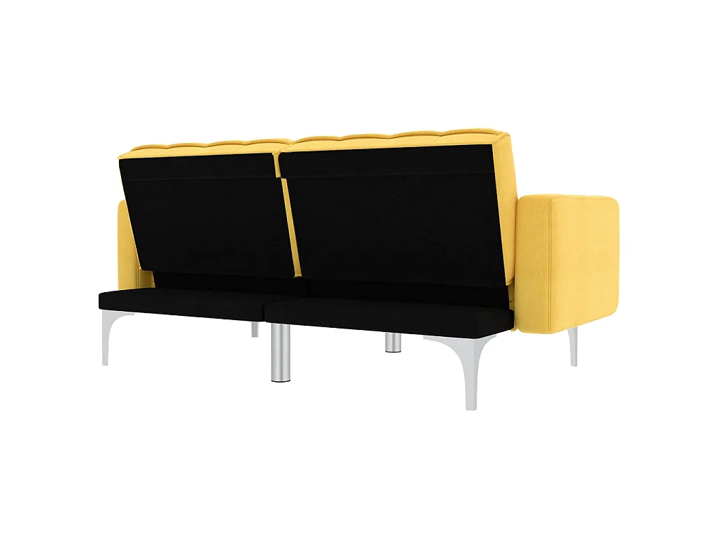 Canapé convertible clic-clac 2 places en tissu jaune