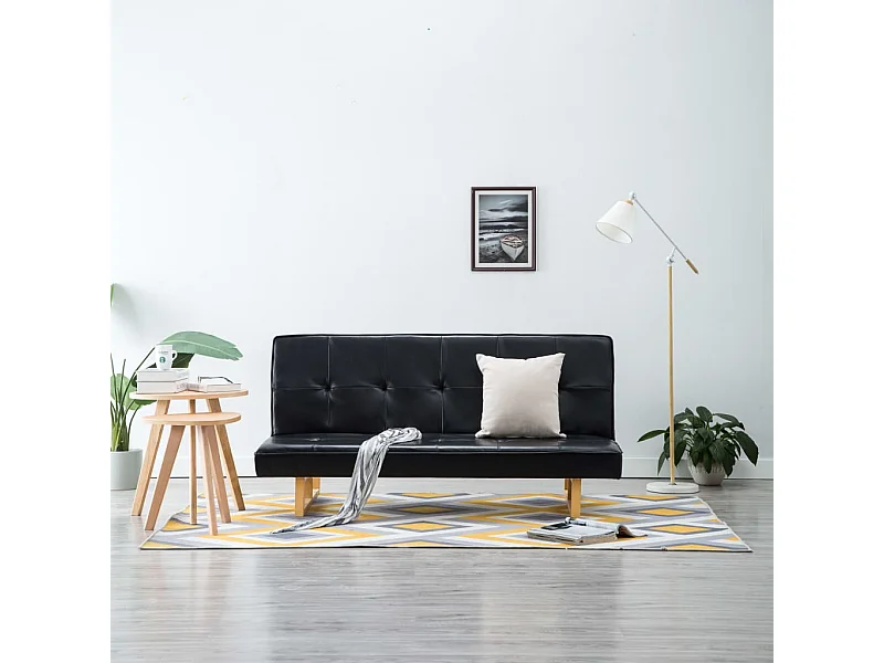 Slaapbank kunstleer zwart