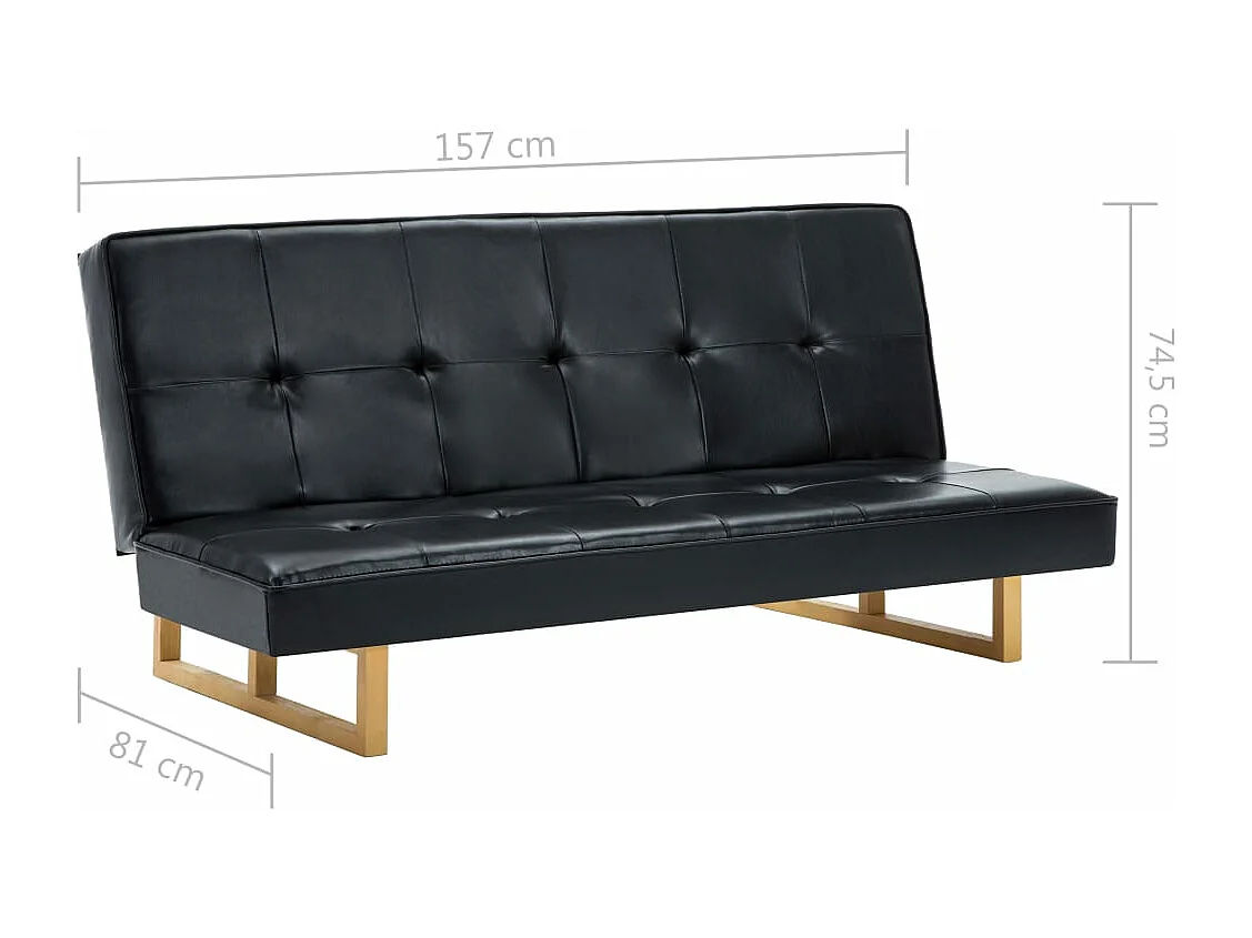 Divano Letto in Similpelle Nero