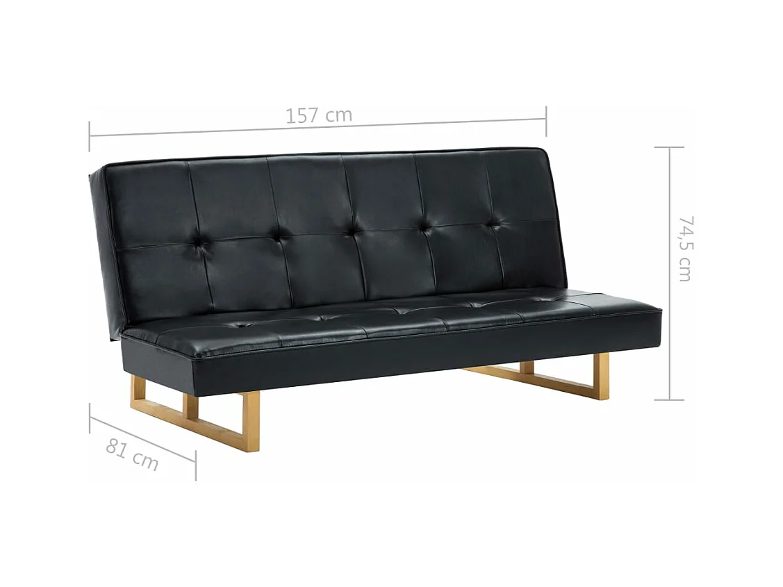 Divano Letto in Similpelle Nero