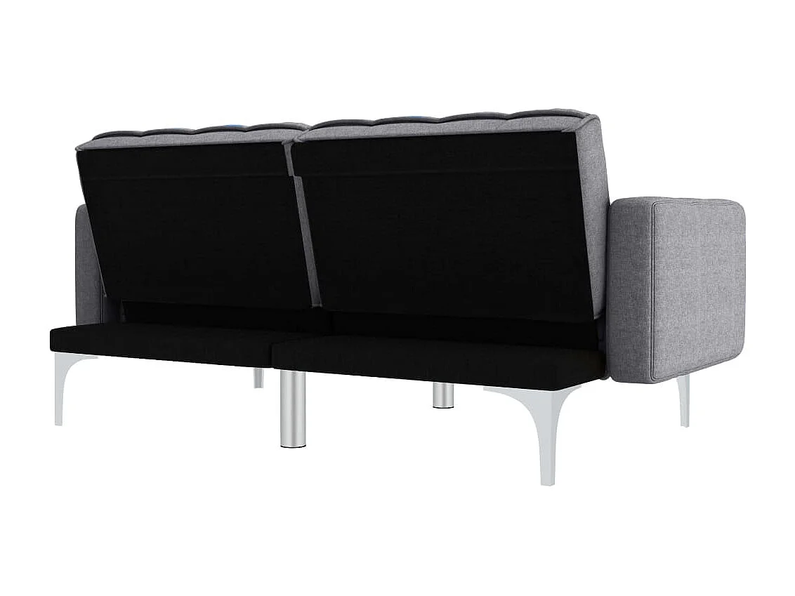 Sofá-cama em tecido cinzento-claro
