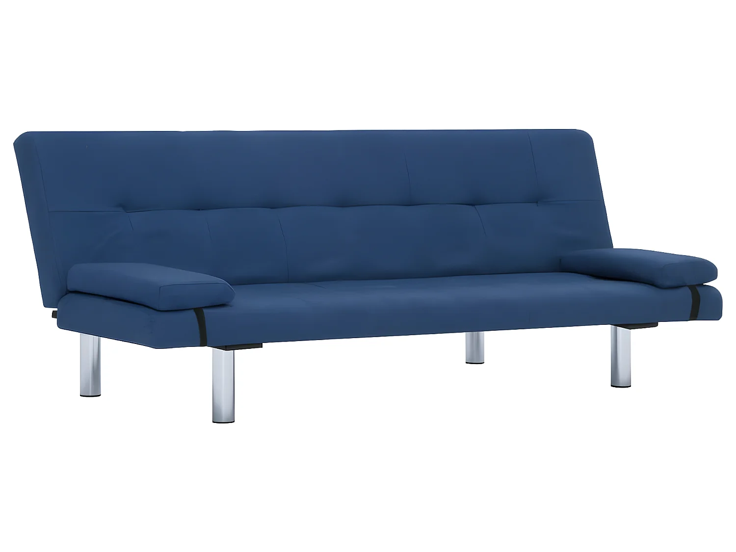 Canapé-lit avec deux oreillers Bleu Polyester