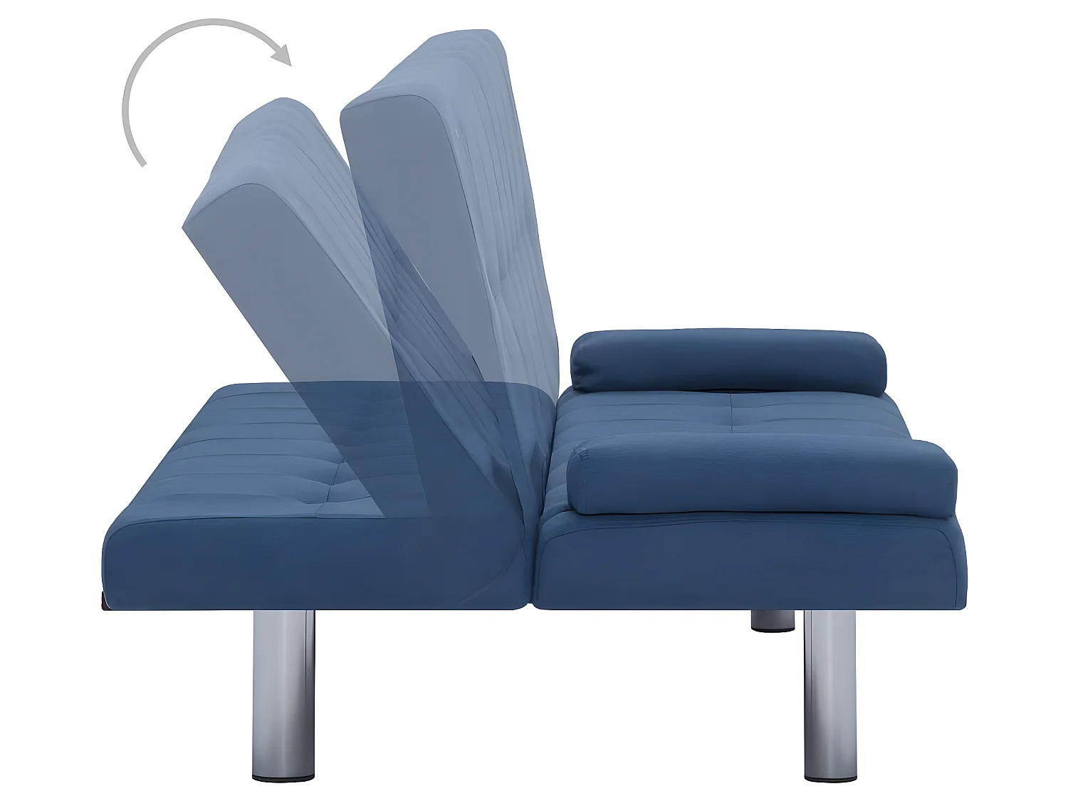 Canapé-lit avec deux oreillers Bleu Polyester