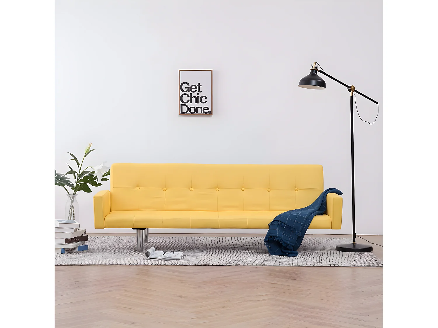 Canapé-lit avec accoudoir Jaune Polyester