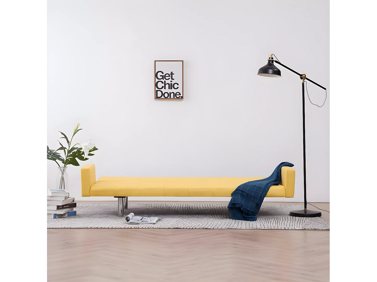 Canapé-lit avec accoudoir Jaune Polyester