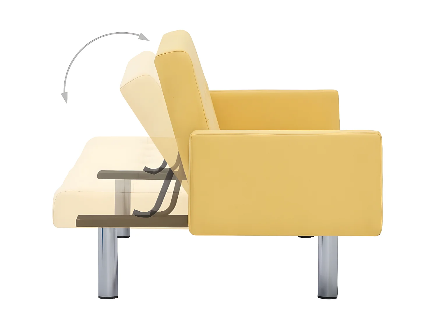 Canapé-lit avec accoudoir Jaune Polyester