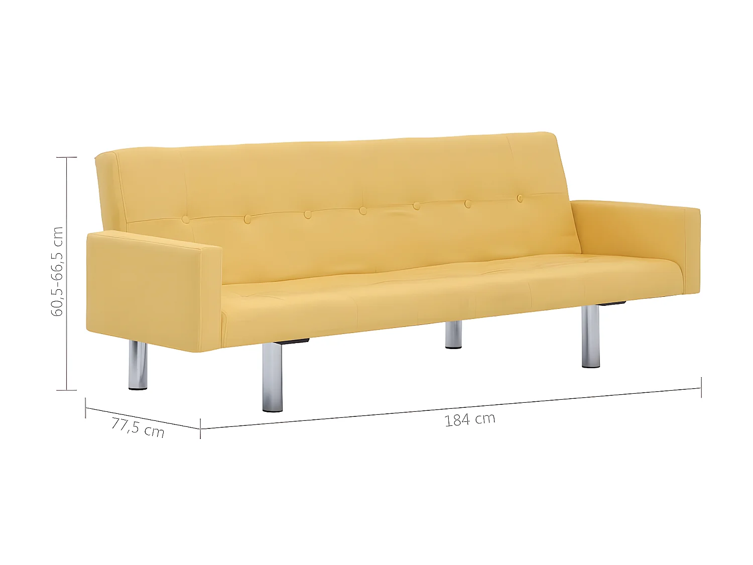 Canapé-lit avec accoudoir Jaune Polyester