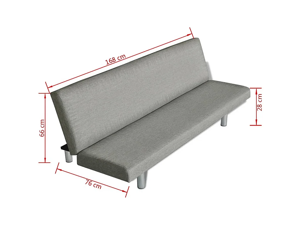Slaapbank polyester grijs
