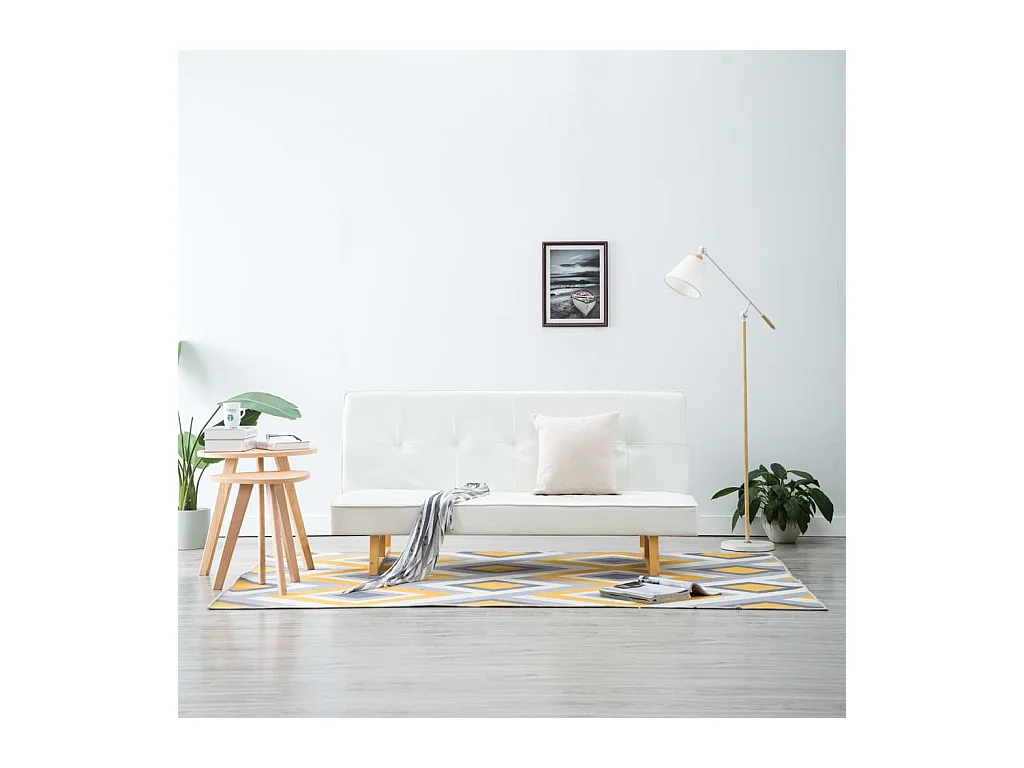 Divano Letto in Similpelle Bianco