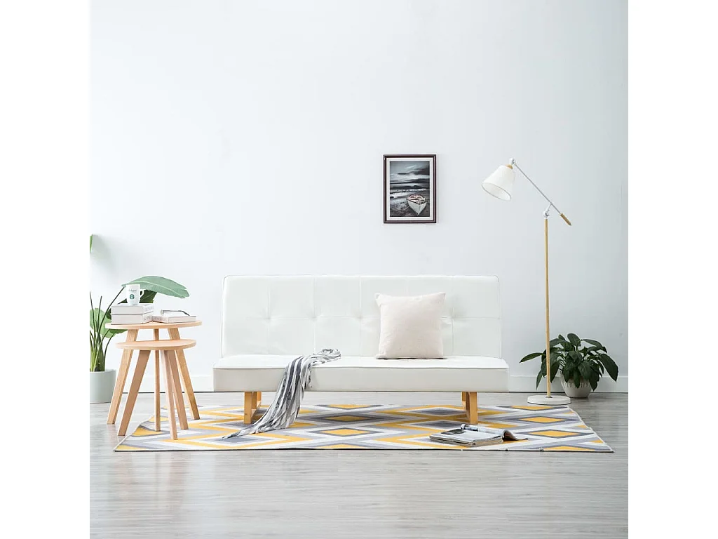 Sofá-cama em couro artificial branco
