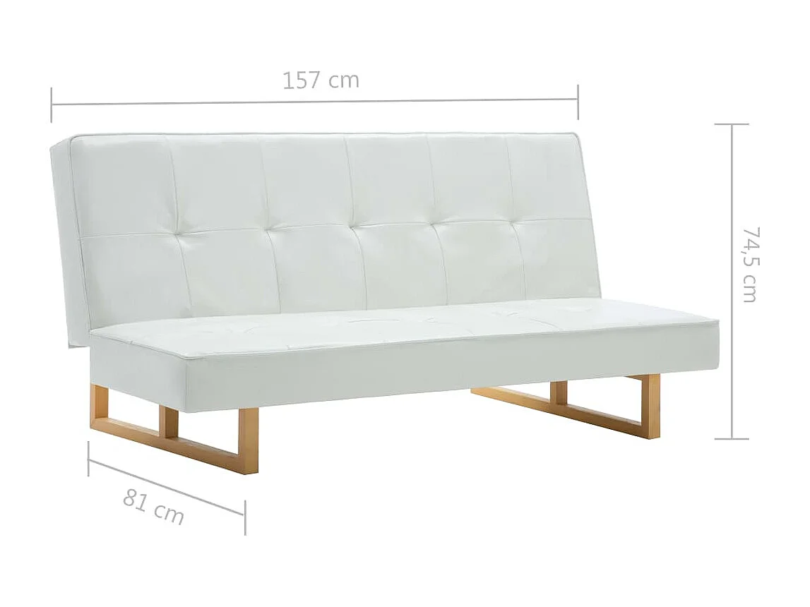 Sofá-cama em couro artificial branco