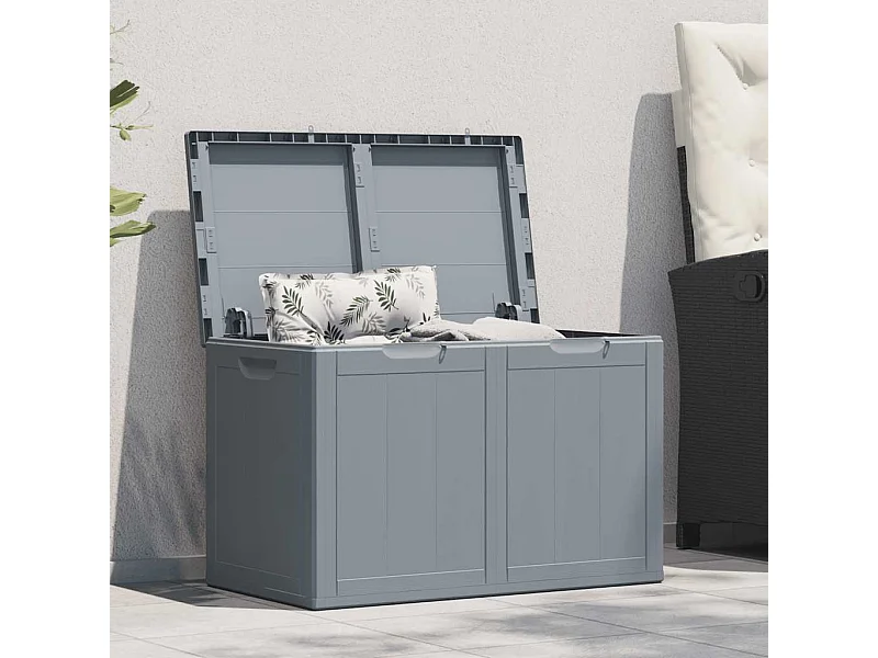 Garten-Aufbewahrungsbox 180 L Grau PP-Holzoptik