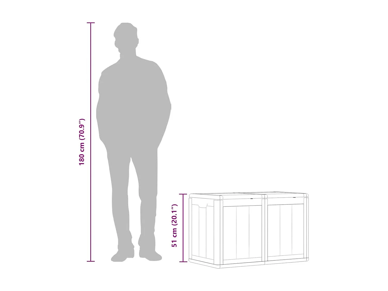 Garten-Aufbewahrungsbox 180 L Grau PP-Holzoptik