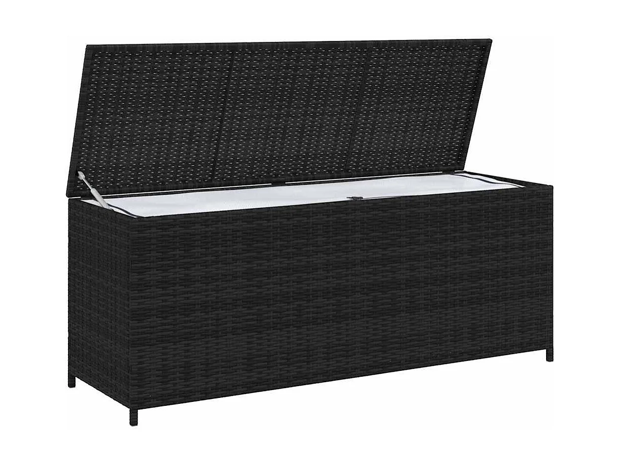 Boîte de rangement de jardin noir 150x50x60 cm résine tressée