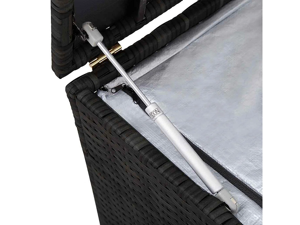 Caixa de arrumação para jardim 150x50x60 cm vime PE preto