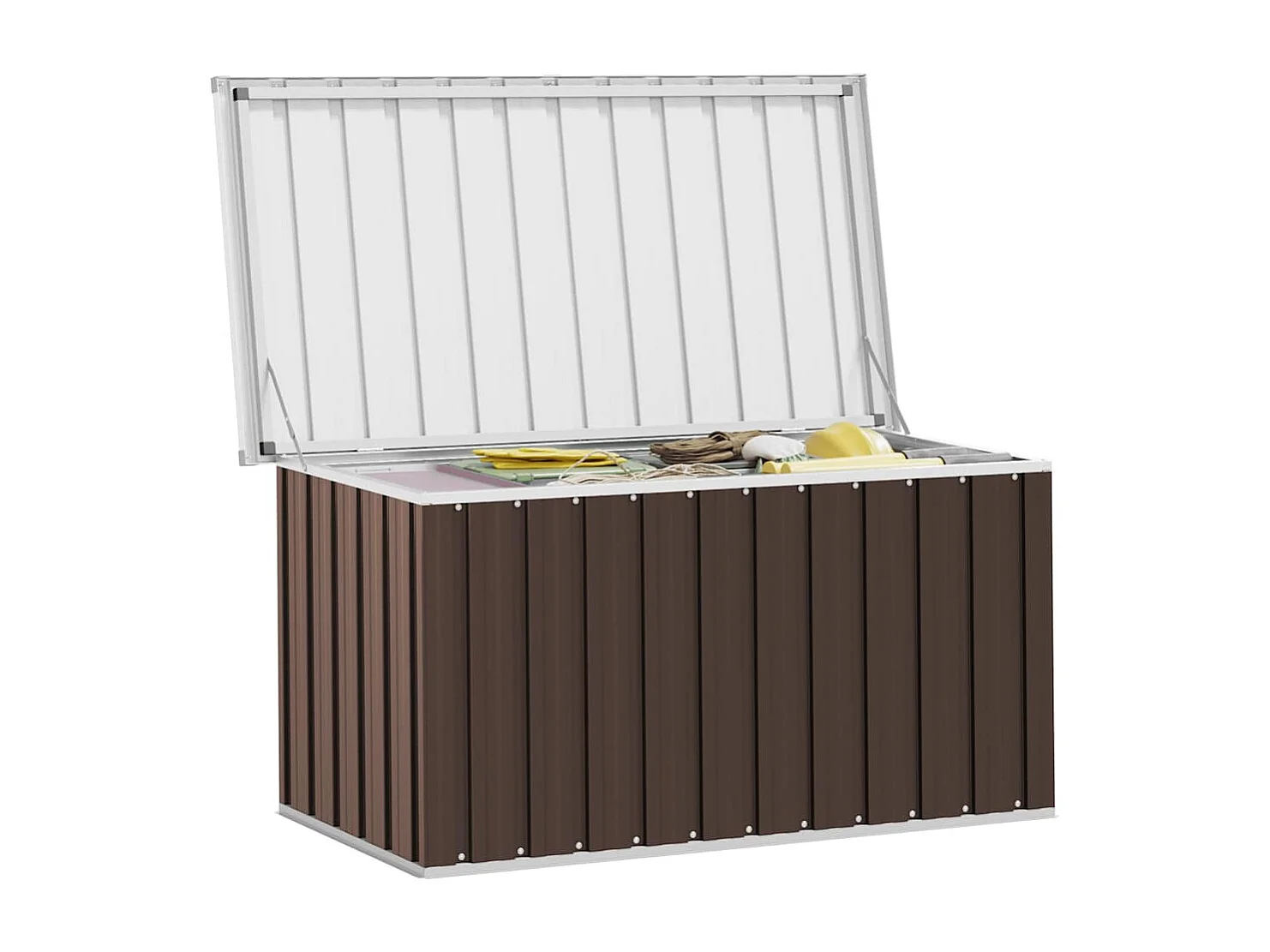 Caixa de armazenamento para jardim marrom 129x67x65 cm