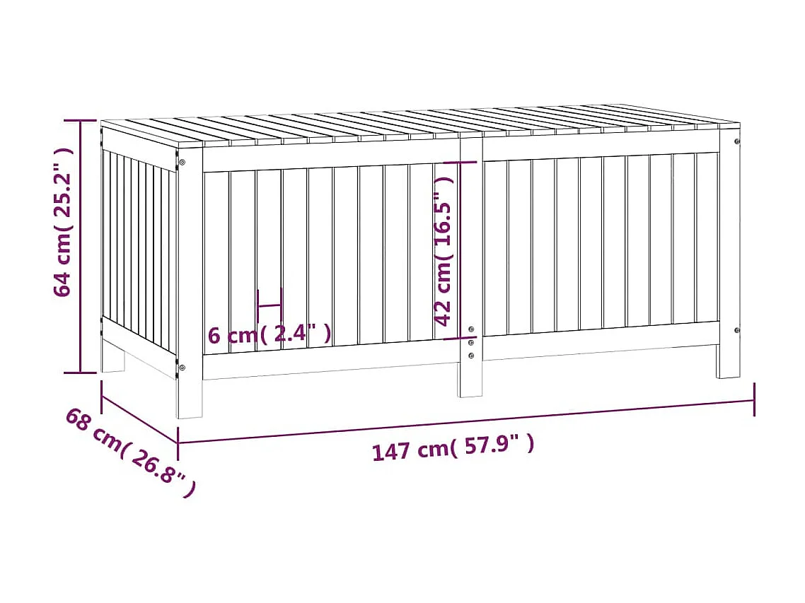 Contenitore da Giardino 147x68x64 cm in Legno Massello di Pino