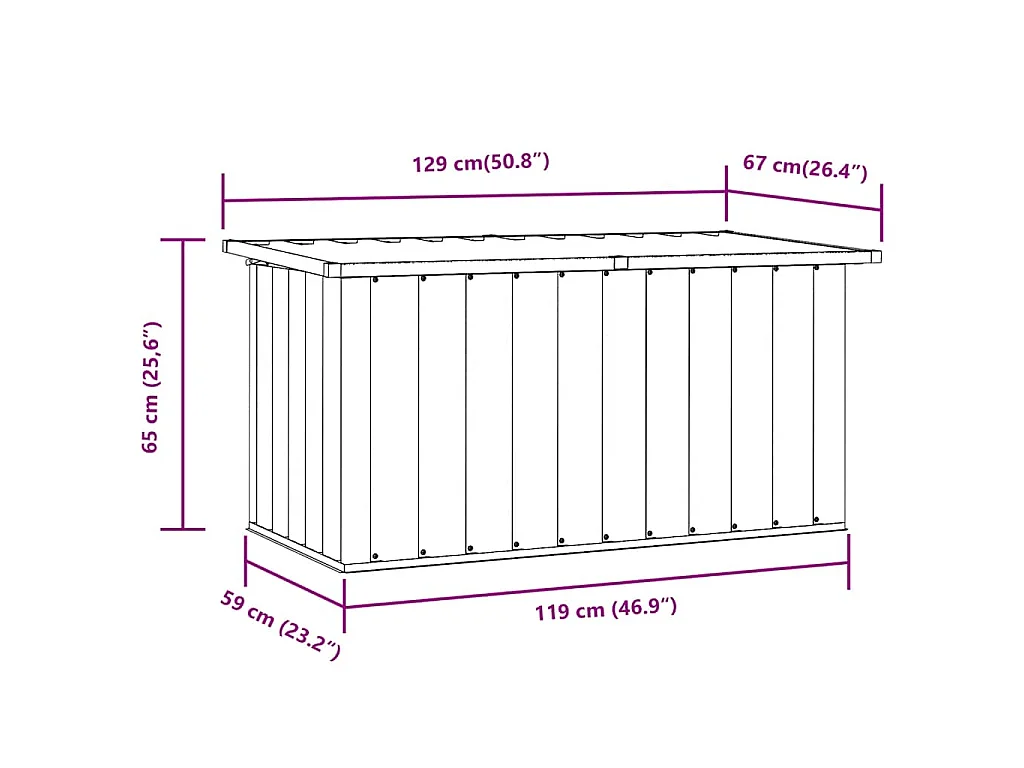 Baule da Giardino Grigio 129x67x65 cm