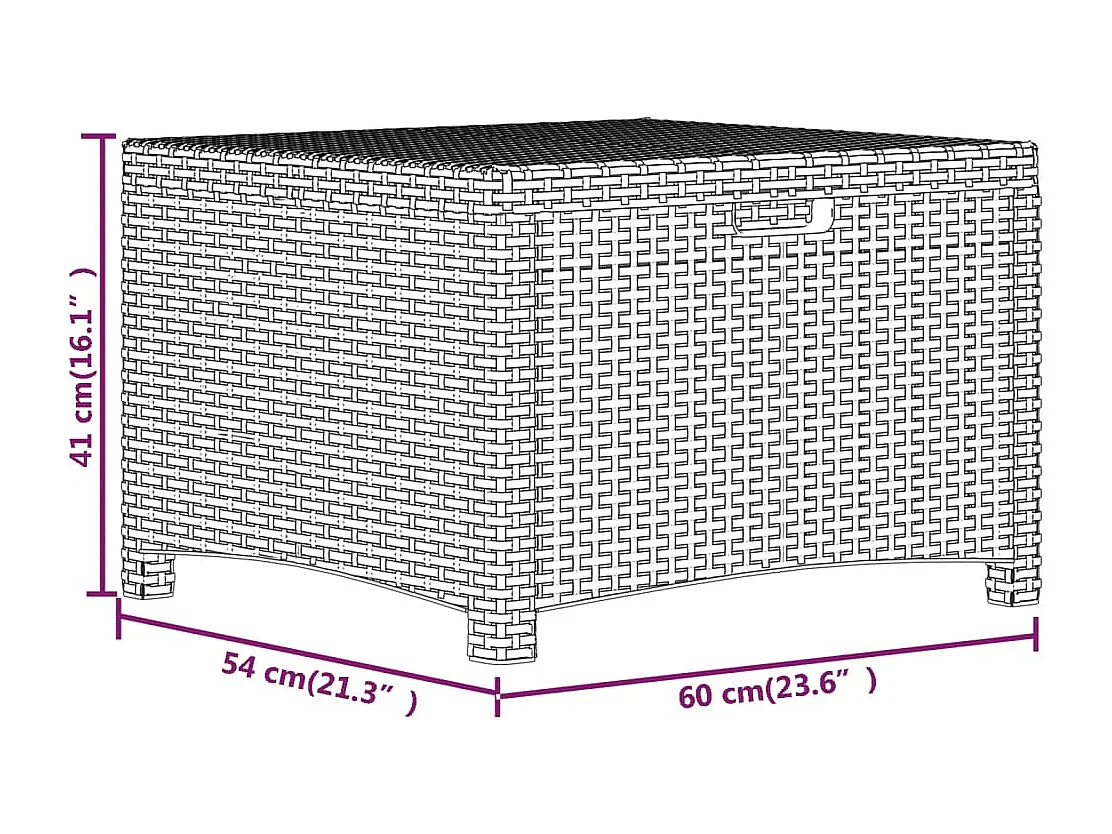 Boîte de rangement de jardin 60x54x41 cm Rotin PP Graphite