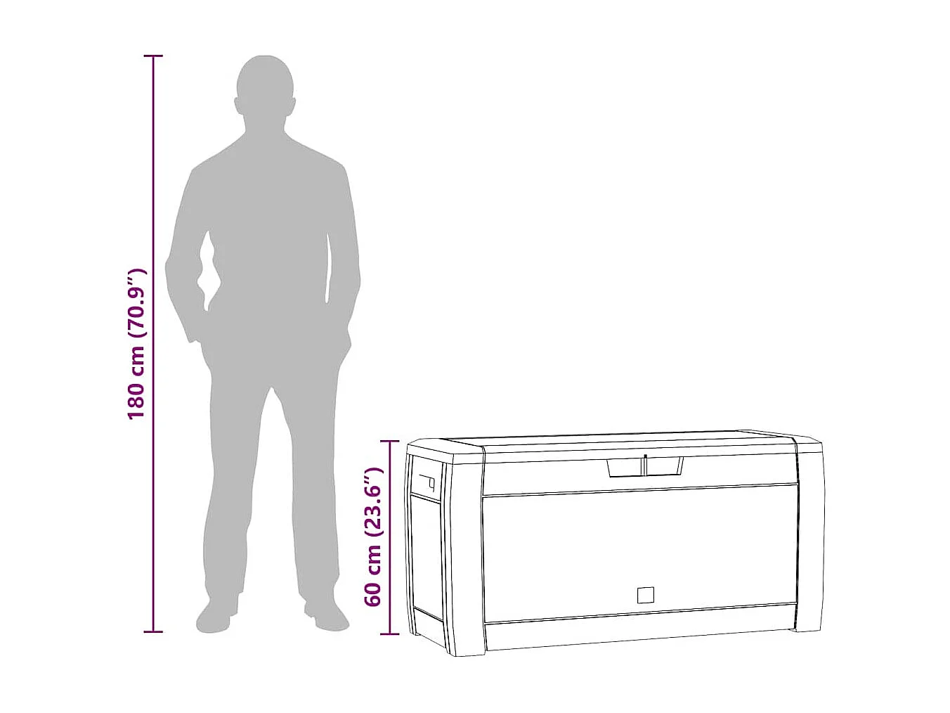 Boîte de stockage de jardin Marron 119x48x60 cm Polypropylène