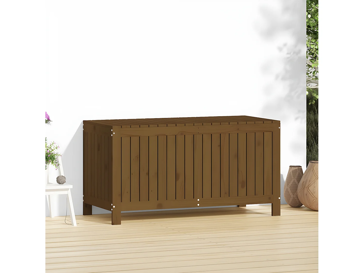 Contenitore da Giardino Ambra 121x55x64 cm Legno Massello Pino