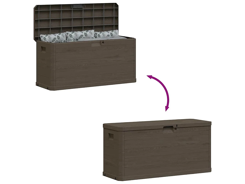 Caja de almacenamiento de jardín 280 L marrón