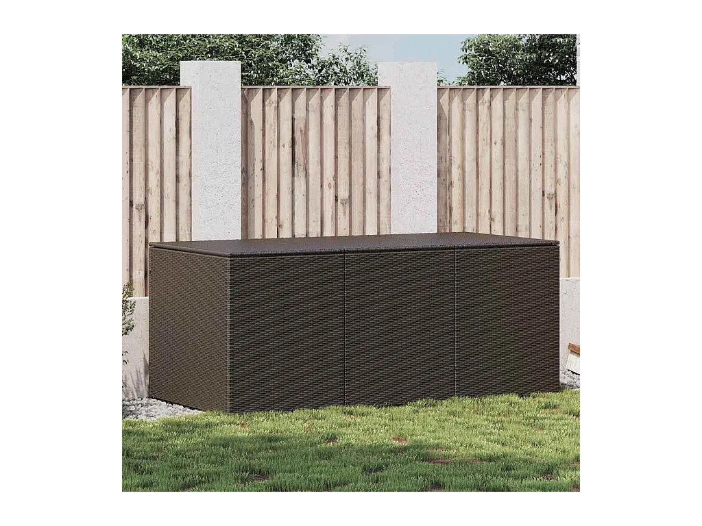 Boîte de rangement de jardin résine tressée 180x90x70 cm marron